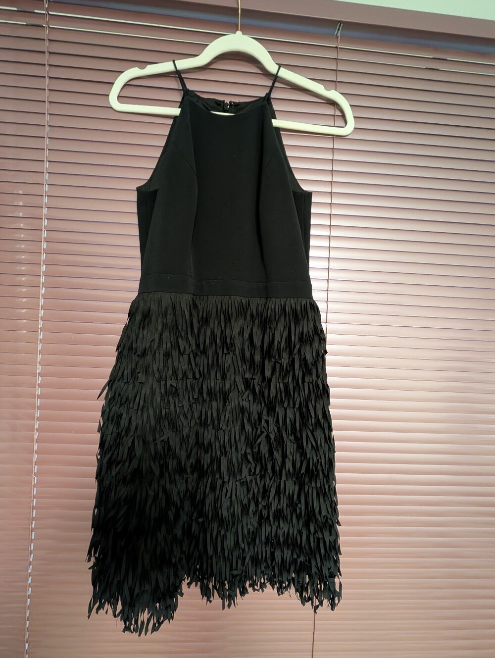 Aidan Mattox Black Fringe Cocktail Dress